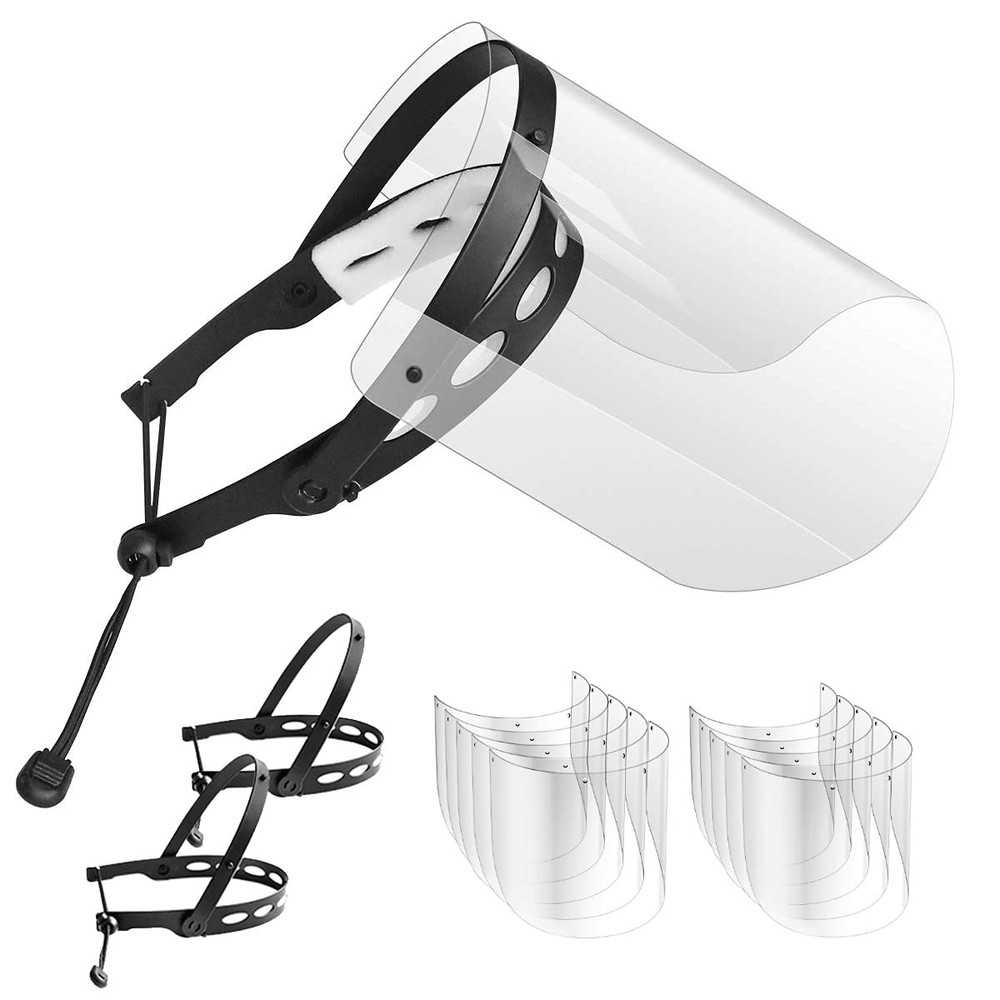 EWA Adjustable Face Shield（2pack+10visors）, All-Round Protection Cap with Cle...