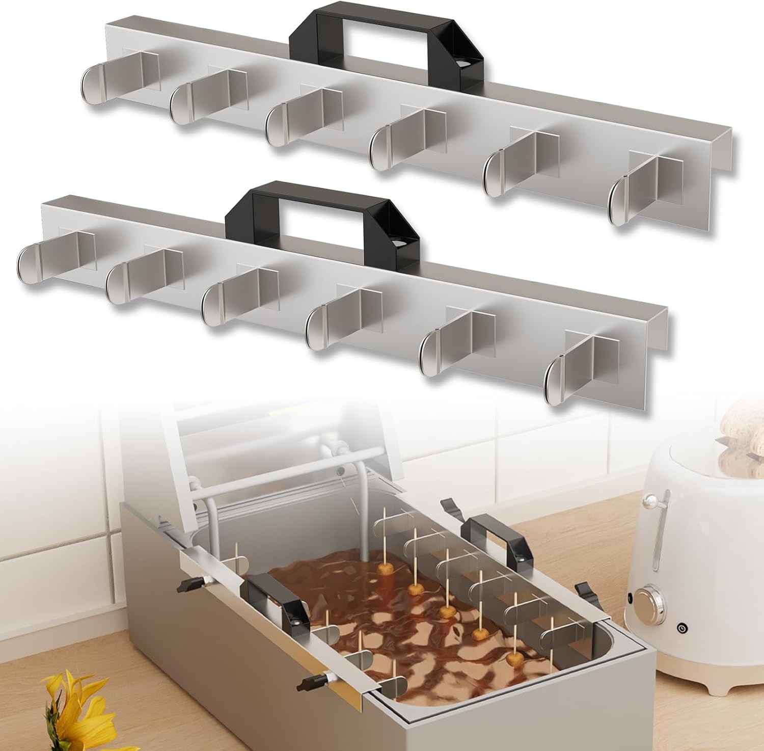 Corn Dog Clips for Fryer, with Handle, Fit for Most Deep Fryers, 2 Pack