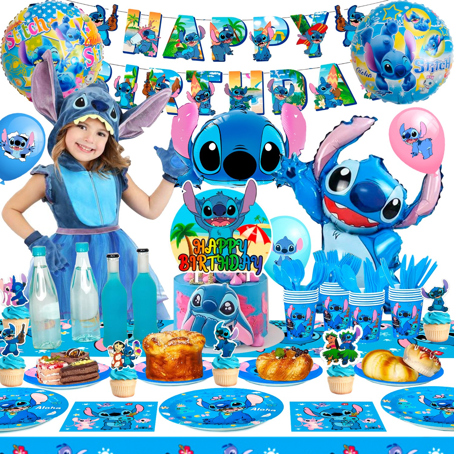 Lilo & Stitch Party Decorations Disney Birthday Party Balloons Tablecloth Plate
