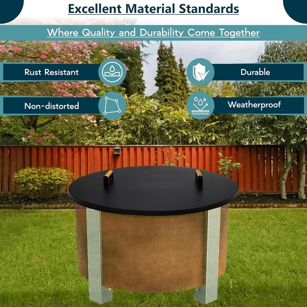 FEBTECH 35" Fire Pit Cover Round - Recommended for 34.5" Smokeless Fire Pit