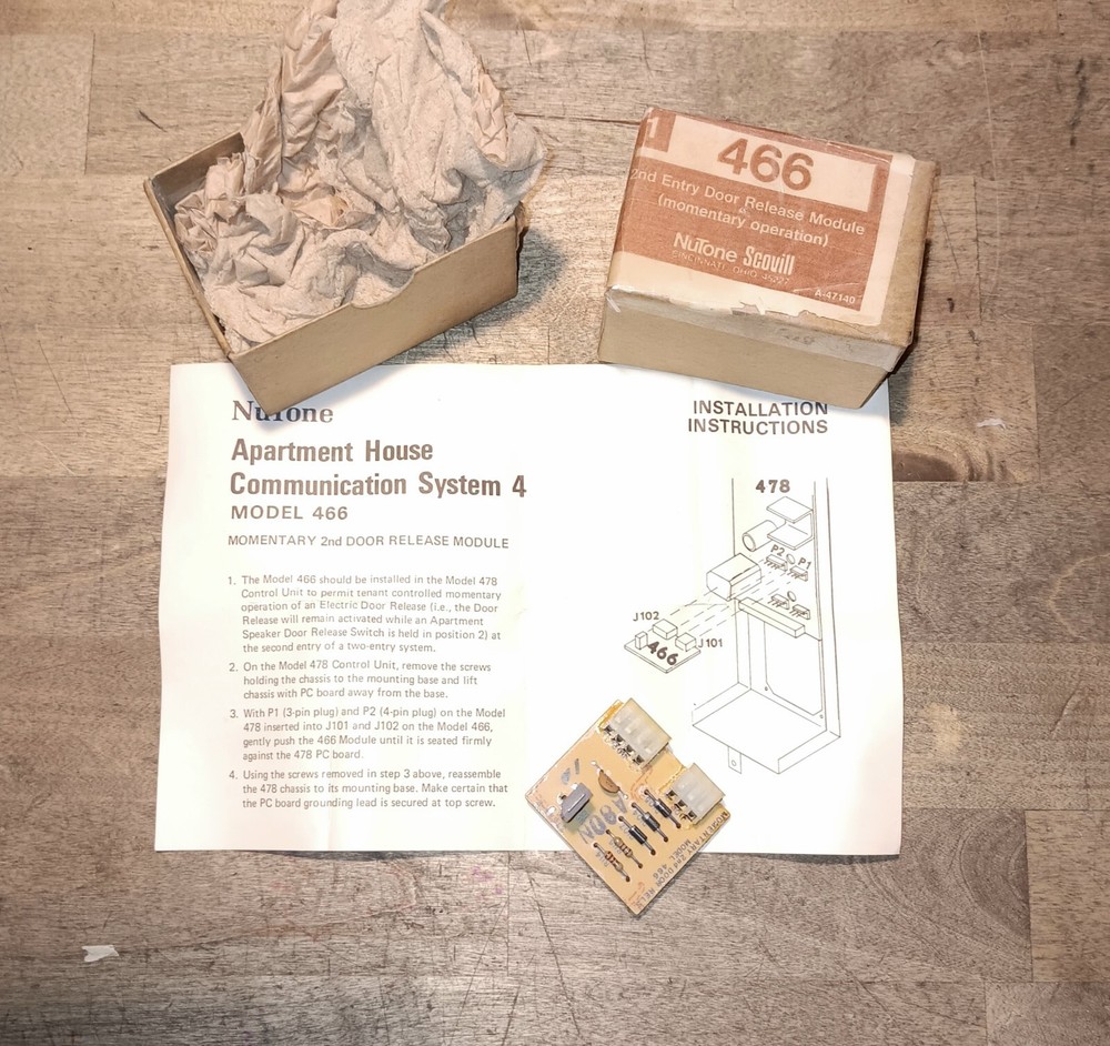 NuTone® model 466 — 2nd Entry Door Release Module for 478 Control Amplifier NOS