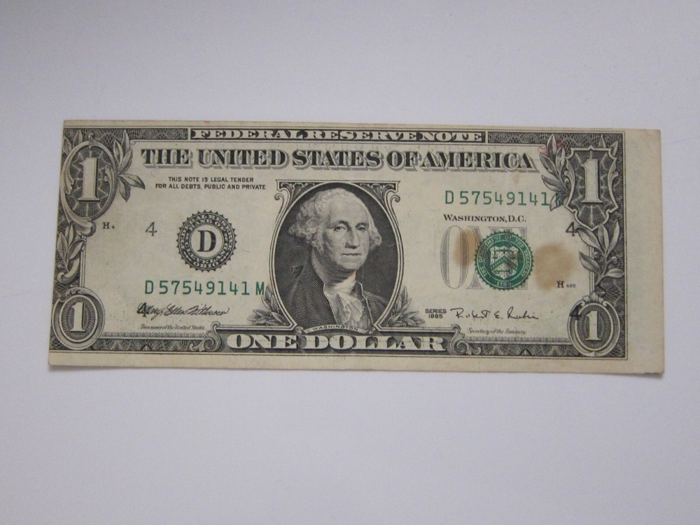 1995 $1 Error Printing & Cut #D57549141M