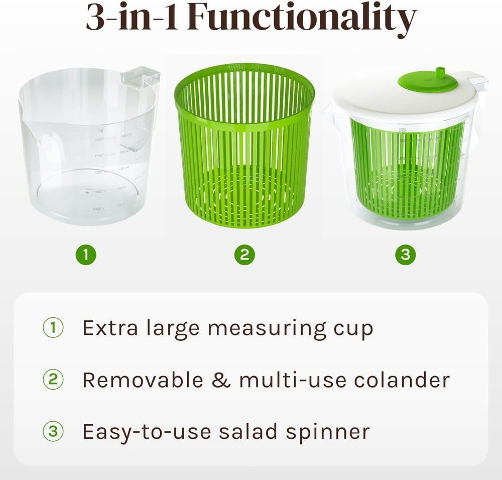 Single Serve Small Salad Spinner - Mini Prep Lettuce Spinner and Dryer With M...