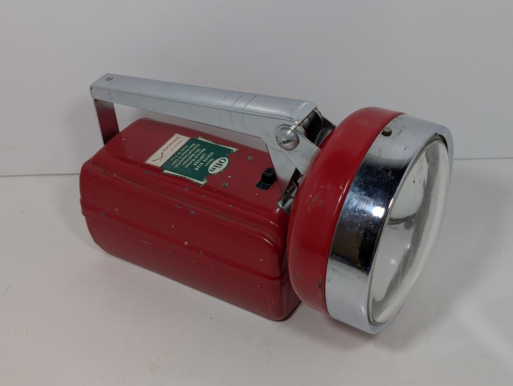 Olin Electric Sealed Beam Lantern Lantern Railroad Mining Flashlight Red NICE
