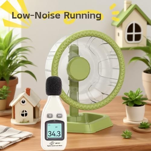 Quiet Hamster Exercise Wheel - Adjustable Stand for Small Pets, 6.3" Green