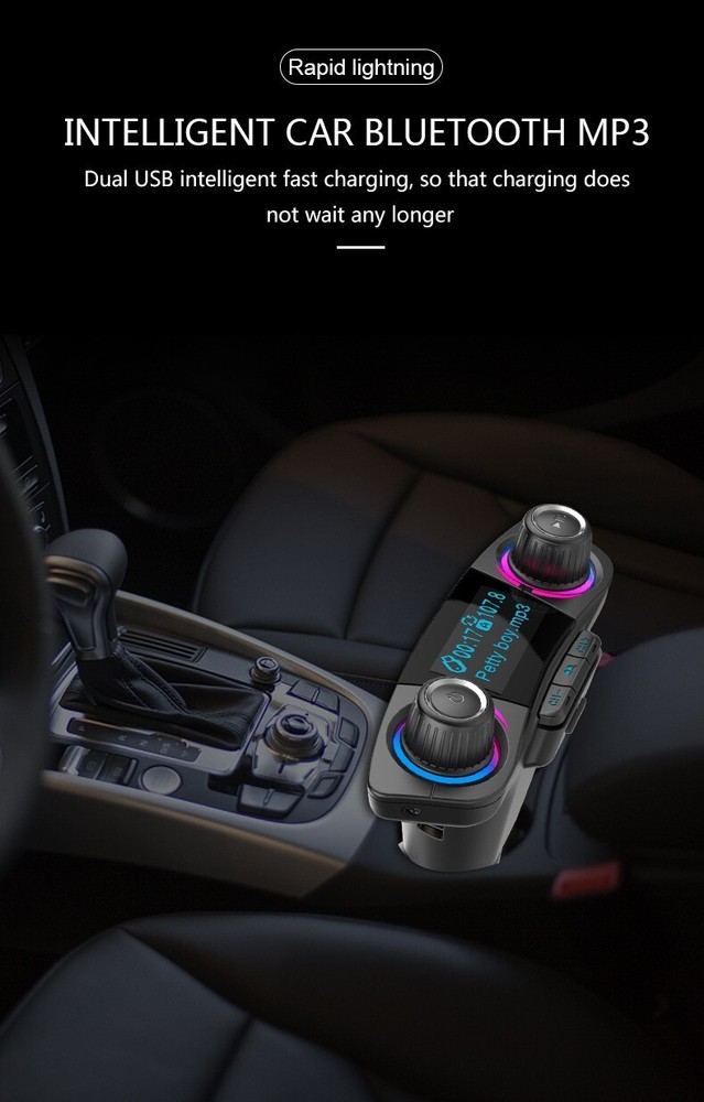 Bluetooth 4.0 FM Transmitter AUX 1.3in LED Screen Modulator Handsfree Car Kit
