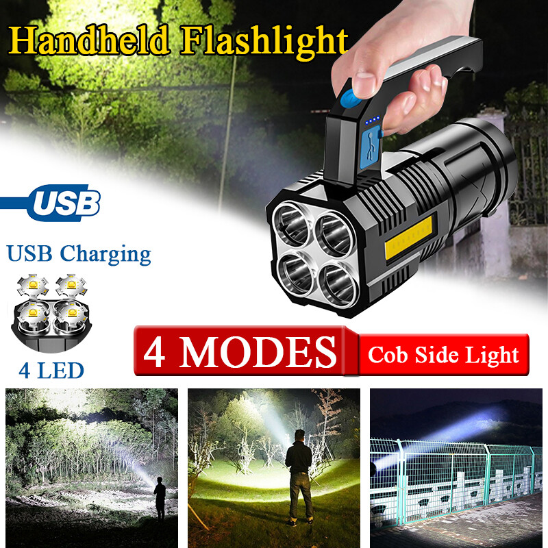 Powerful LED Flashlight Portable Searchlight USB Rechargeable Handheld Spotlight