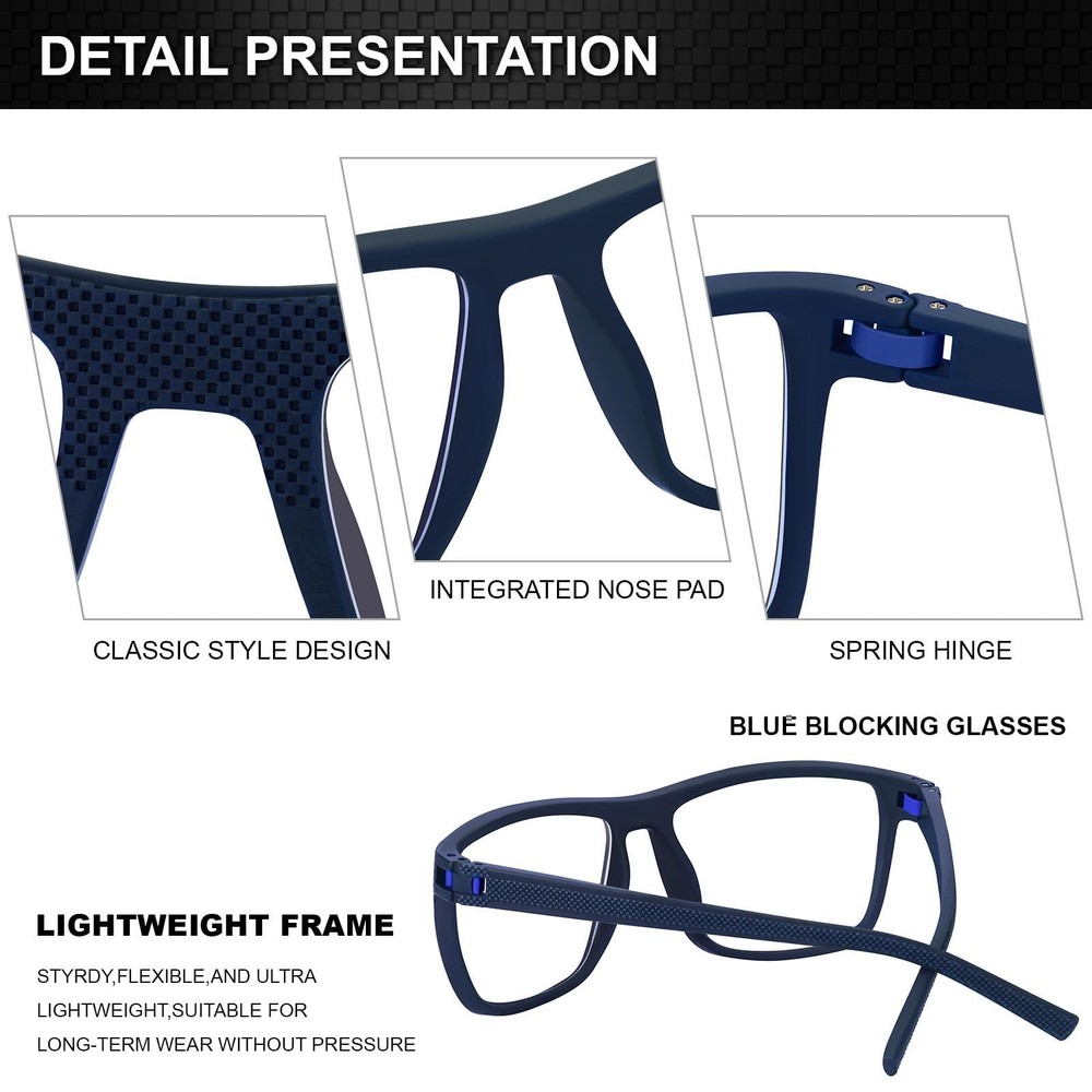 Blue Light Blocking Gaming Clear Glasses Lightweight Frame UV400 Computer Phone
