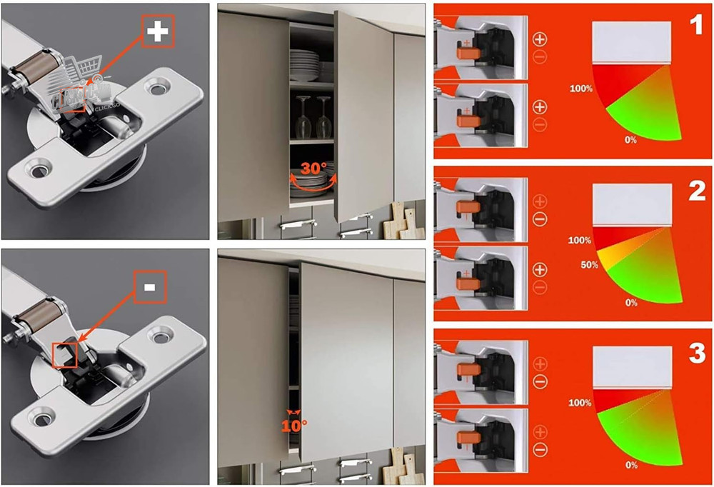 - Straight decelerating hinge "cushioned closure" retractable, Ø35 mm, open
