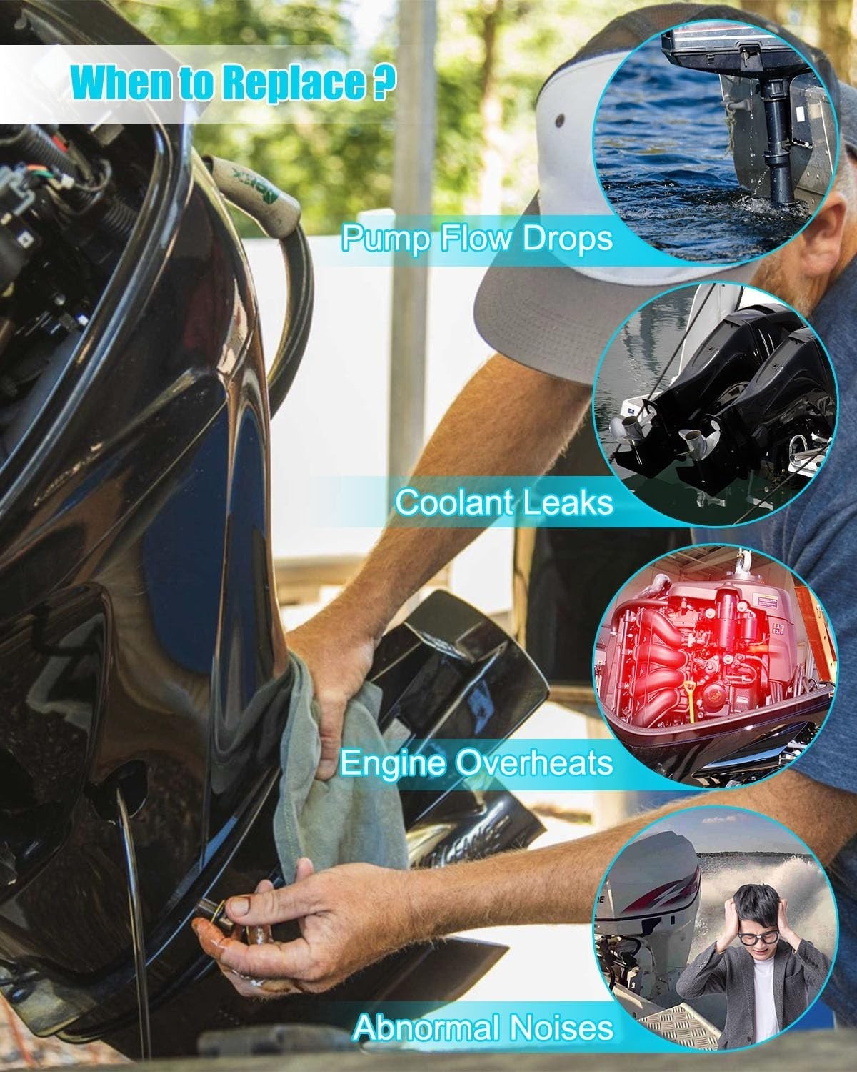 Water Pump Impeller for Mercury Mariner Outboards Replace 47-8M0100526 8M0100526