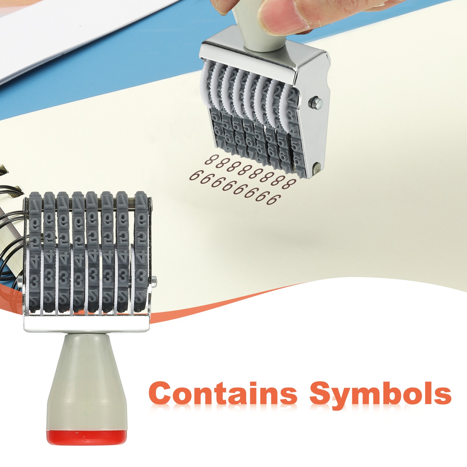 8 Digit Number Roller Stamp, Adjustable Rubber Stamp Symbol Office Date