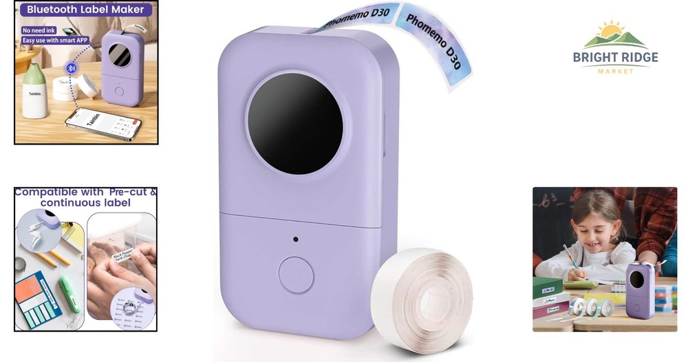 Portable Mini Thermal Label Printer with Bluetooth and Rechargeable Battery