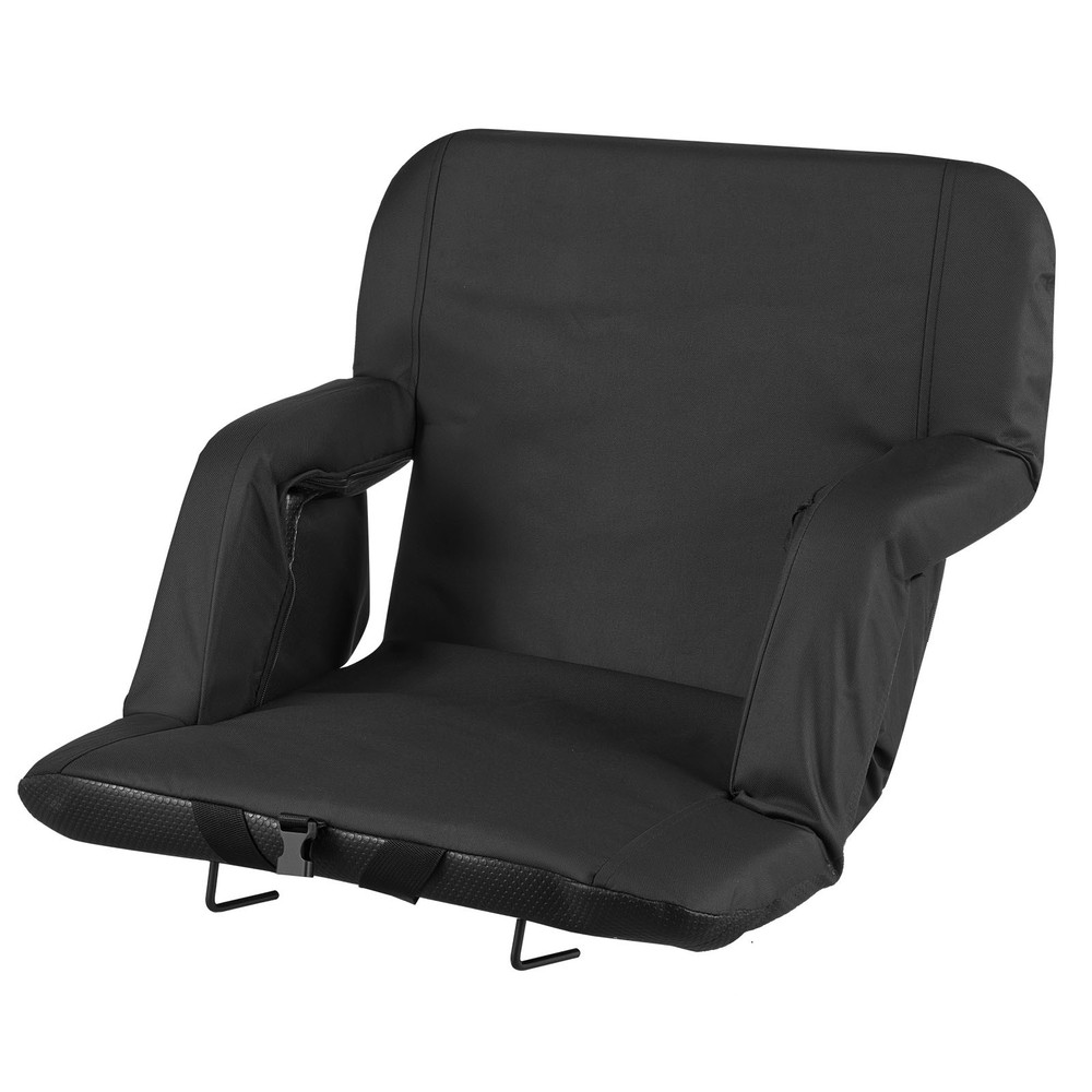 Folding Stadium Chair with Back Support, Armrest & Storage Pouch