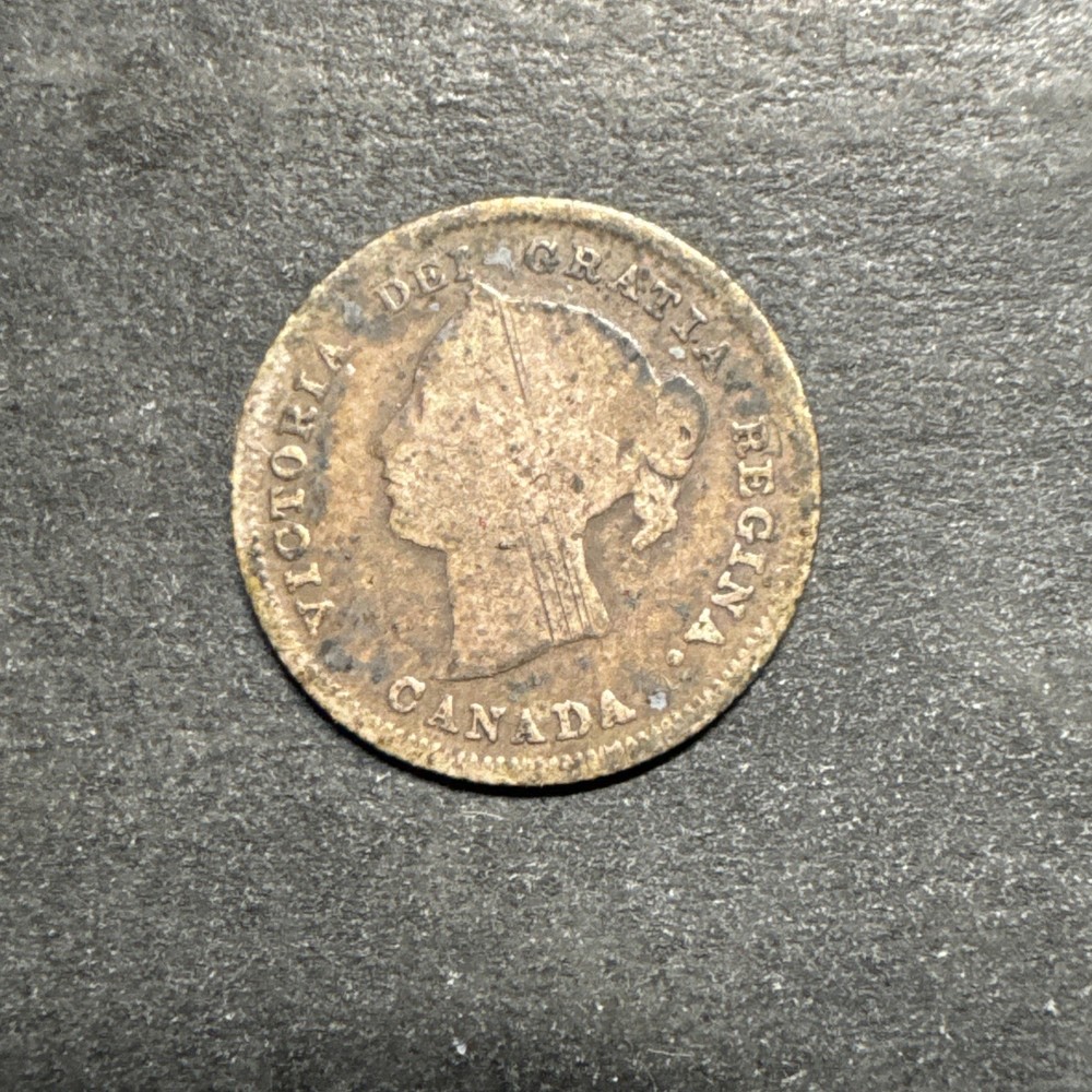 1880-H Canada 5 Five Cent Silver .925 Silver Old Victoria Tiny Coin
