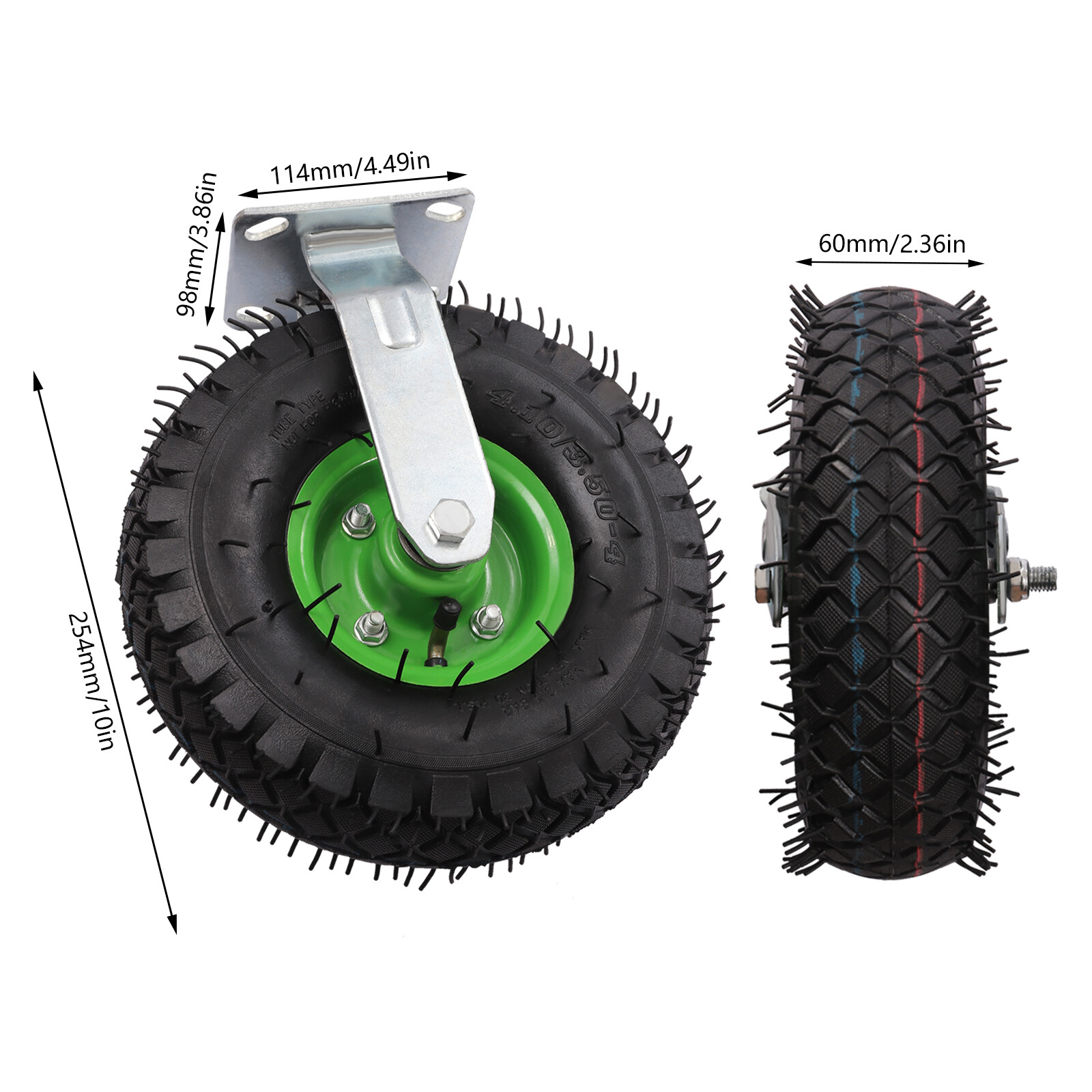 Heavy Duty 10 inch Caster Wheels 4 Pack Rubber Swivel Caster Inflatable Wheels