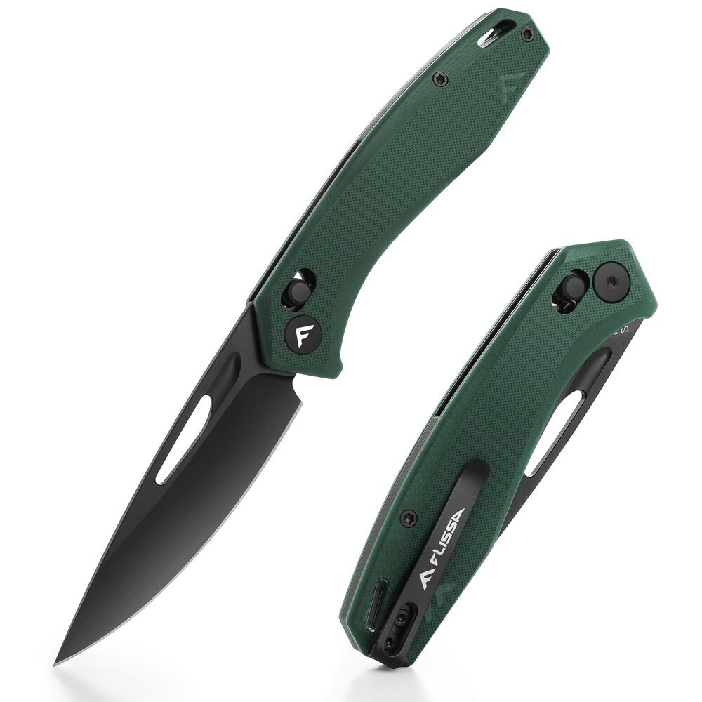 FLISSA Tactical Folding Pocket Knife Axis Lock 3.5" D2 Steel Blade G10 Handle US