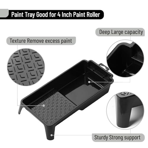 Paint Roller Tray 4 inch, 20 Pcs Disposable Plastic Liners, 1 Pcs Roller Frame