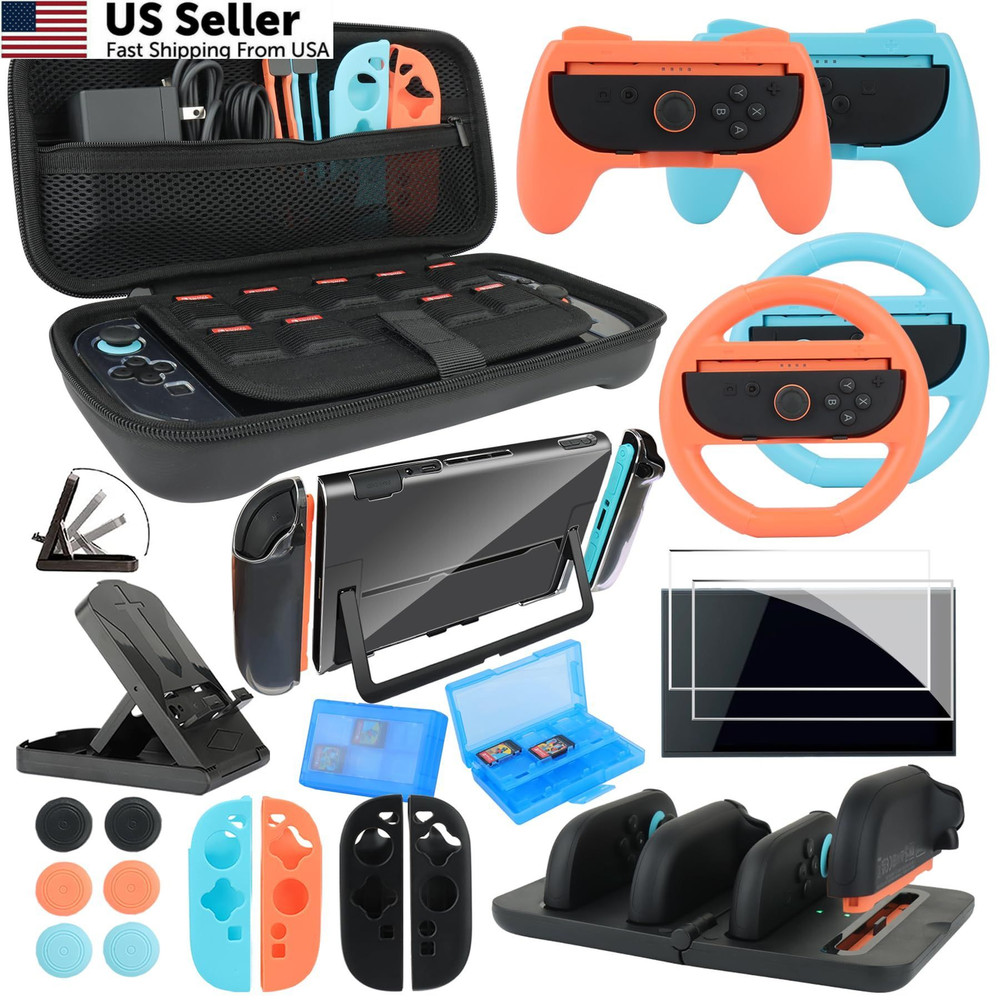 Switch 2 Accessories Bundle for Nintendo 2, 2 Kit-Orange Blue