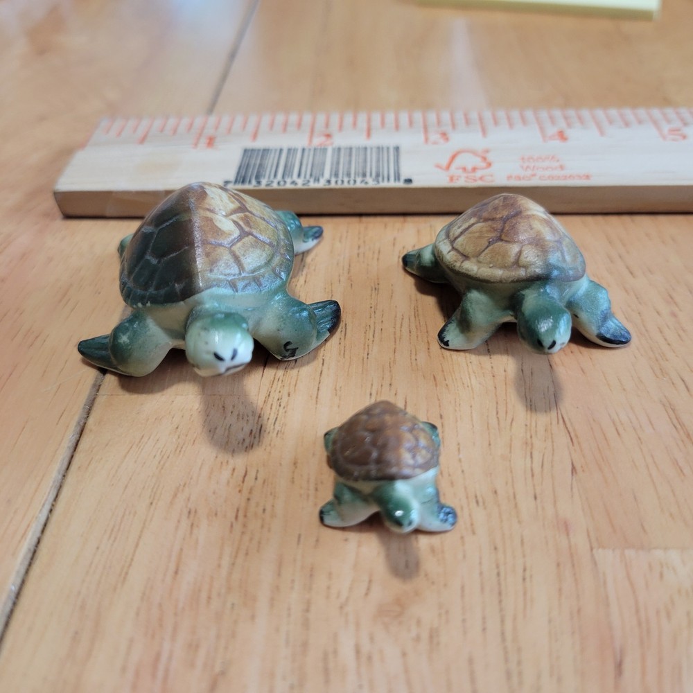 Turtle Figurines, Lot 3, Glass, Multicolor