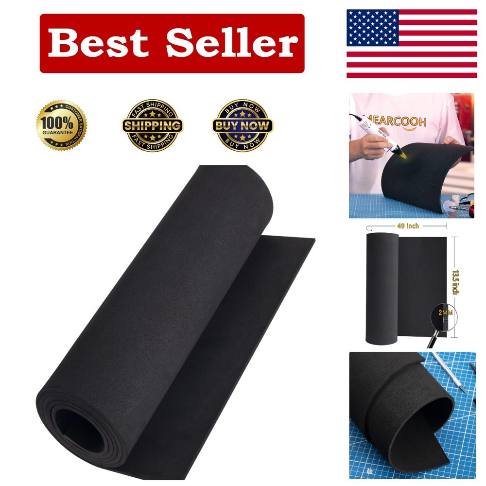 High-Density Black EVA Foam Sheet, 2mm Thick, Perfect for Cosplay Projects