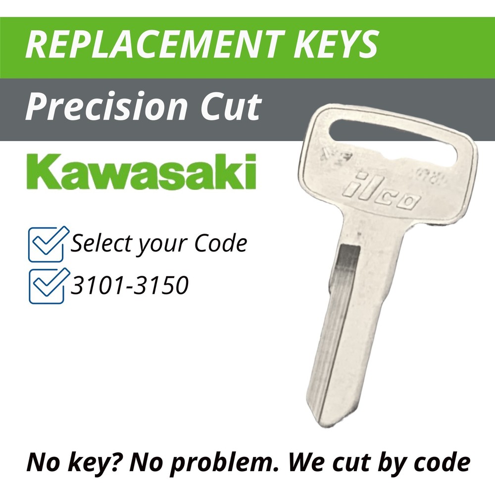 Kawasaki Mule Key Cut to Code 3101-3150 Ignition Replacement Keys