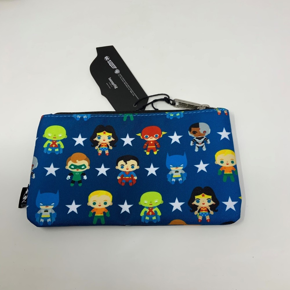 Loungefly DC Comics JUSTICE LEAGUE CHIBI CHARACTERS Mini Backpack~Wallet~Pouch