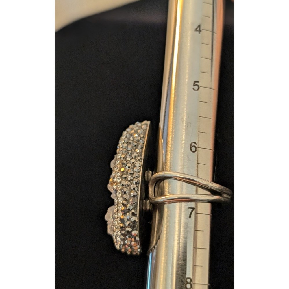 Druzy Marcasite Cubic Zirconia Sterling Split Shank Adjustable Statement Ring