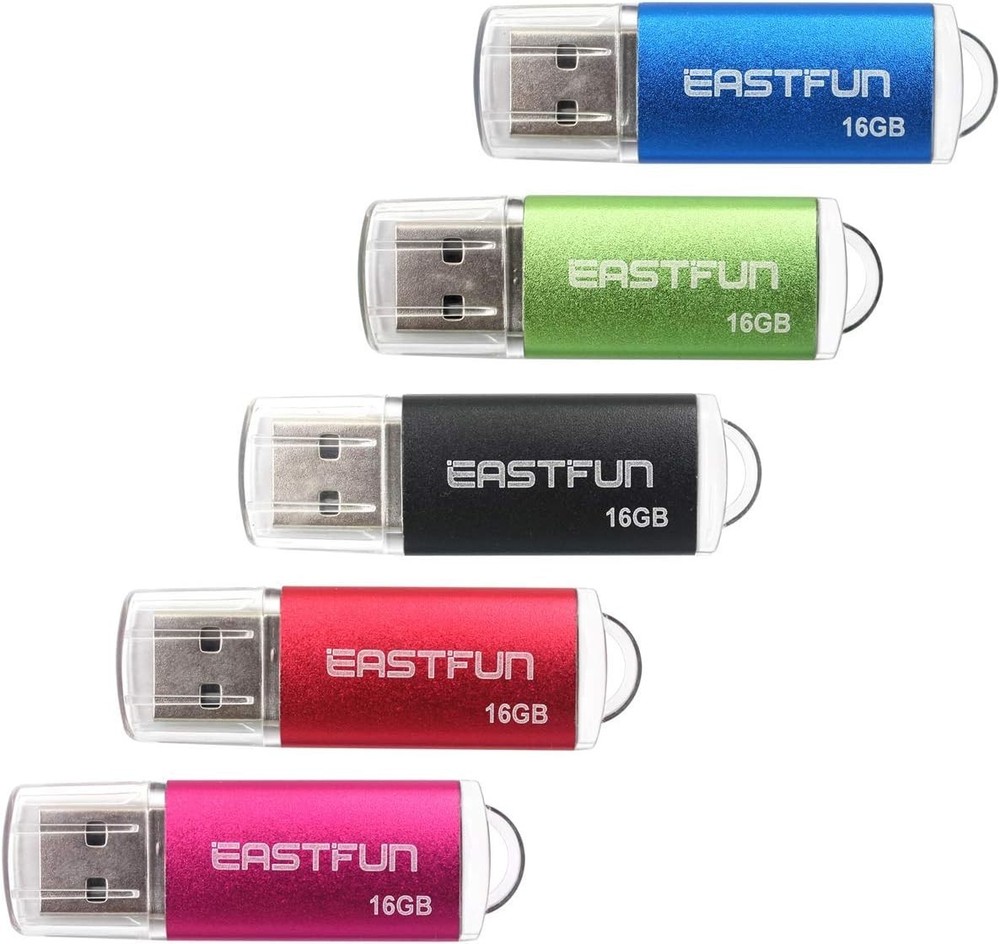5 Pack 16GB USB Flash Drives with LED Indicator - Colorful Storage Solutions