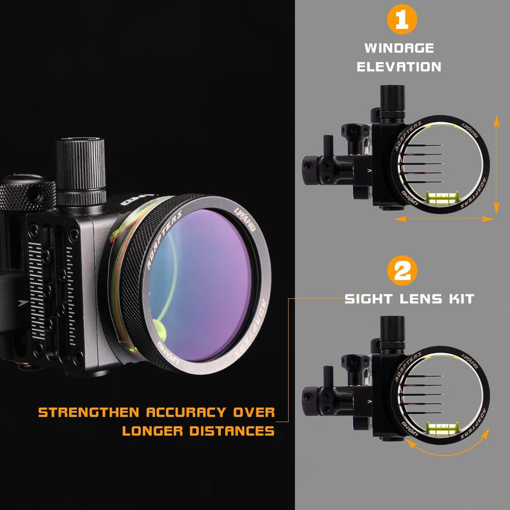 M2 Compound Bow Sight - 5 Pin Adjustable with 2X Magnification Lens Kit