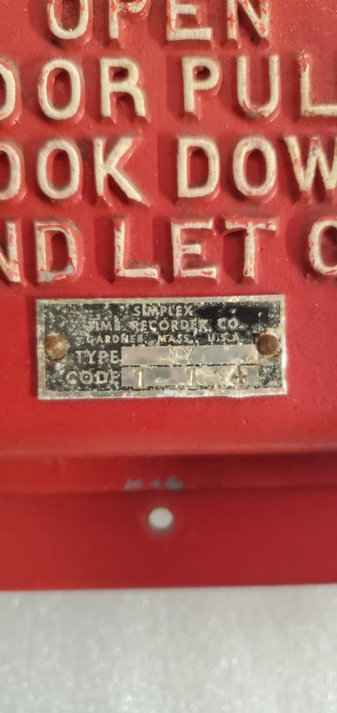 Simplex Time Recorder Co. Mechanical Fire Alarm Station Code Wheel 1-1-4