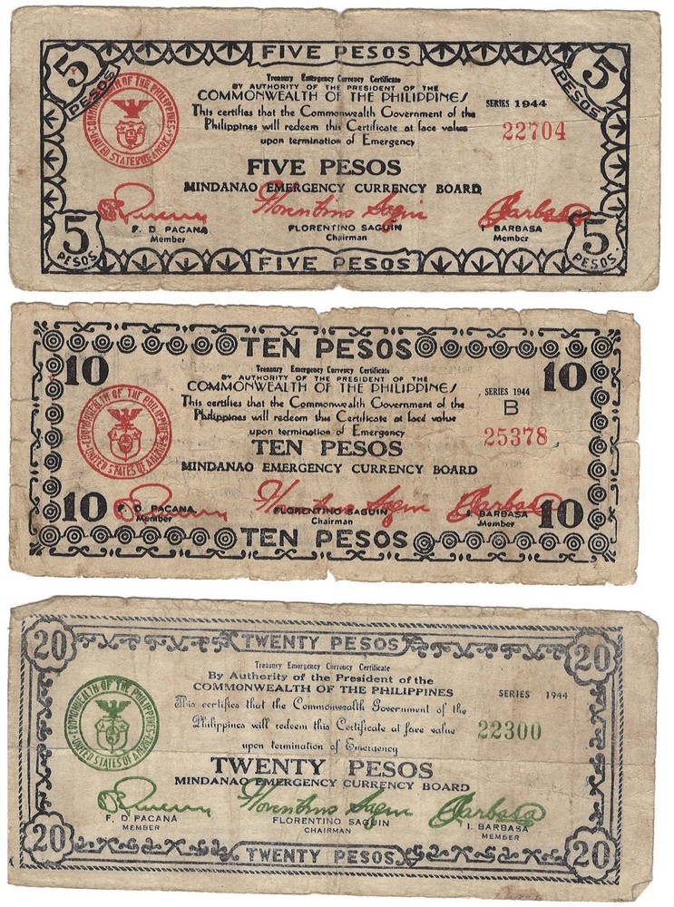 (full Set) 1944 Philippines World War II Guerrilla Issue Notes. (.50 Through 20)
