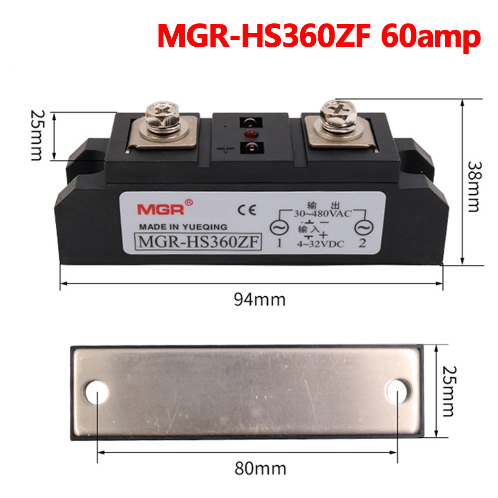 60A 80A 100A -400A SSR Industrial Solid State Relays Module 4-32VDC to 30-480VAC