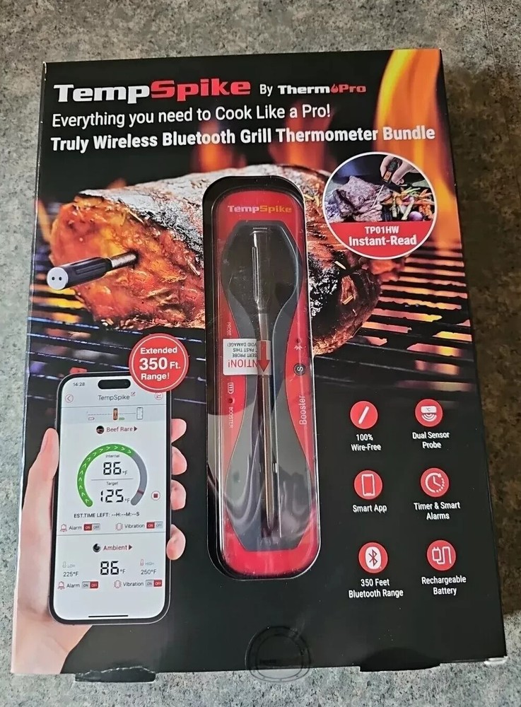 Temp Spike ThermoPro Truly Wireless Bluetooth Grill Smoking Thermometer Bundle