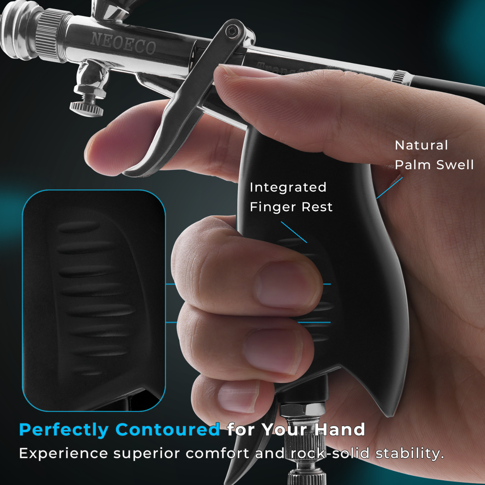 NEOECO SJ85 Transformer Airbrush Kit 0.3/0.5/0.8mm Dual Action Fan & Round Spray