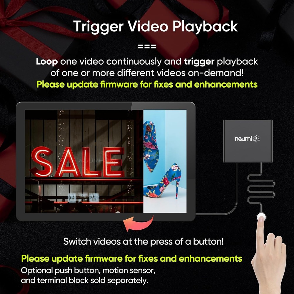 NEUMI Atom 1080P Media Player: USB & SD Card Compatible, Auto Playback & Trigger