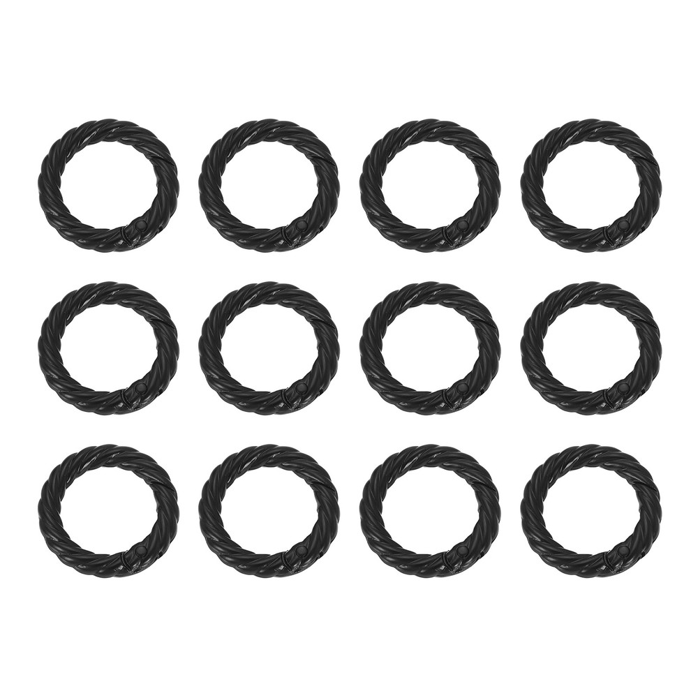 12pcs Spring O Rings 3/4" Round Trigger Metal Snap Hook Key Ring Black
