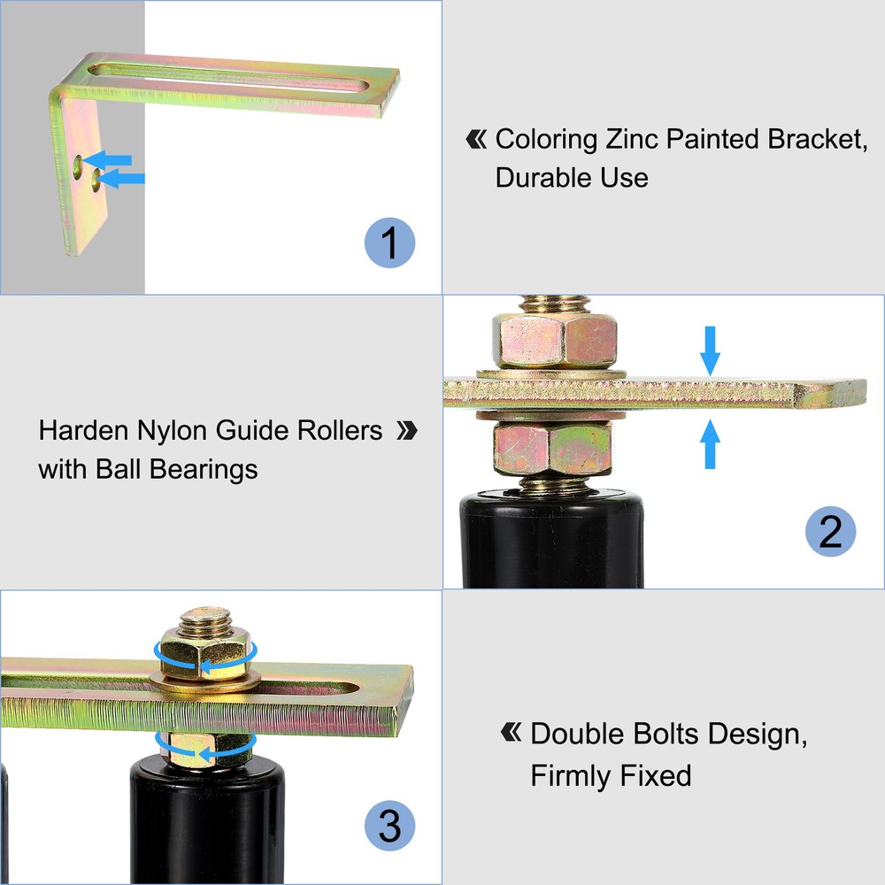 Slide Gate Guide Roller with l Post Bracket 2.4" Nylon Rollers Gate Black