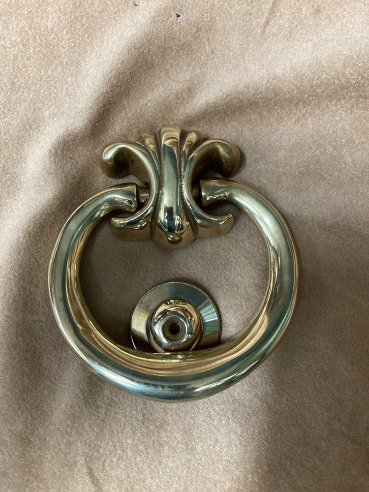 Vintage Historic Charleston complete solid brass door knocker w/hardware 4” x 5"