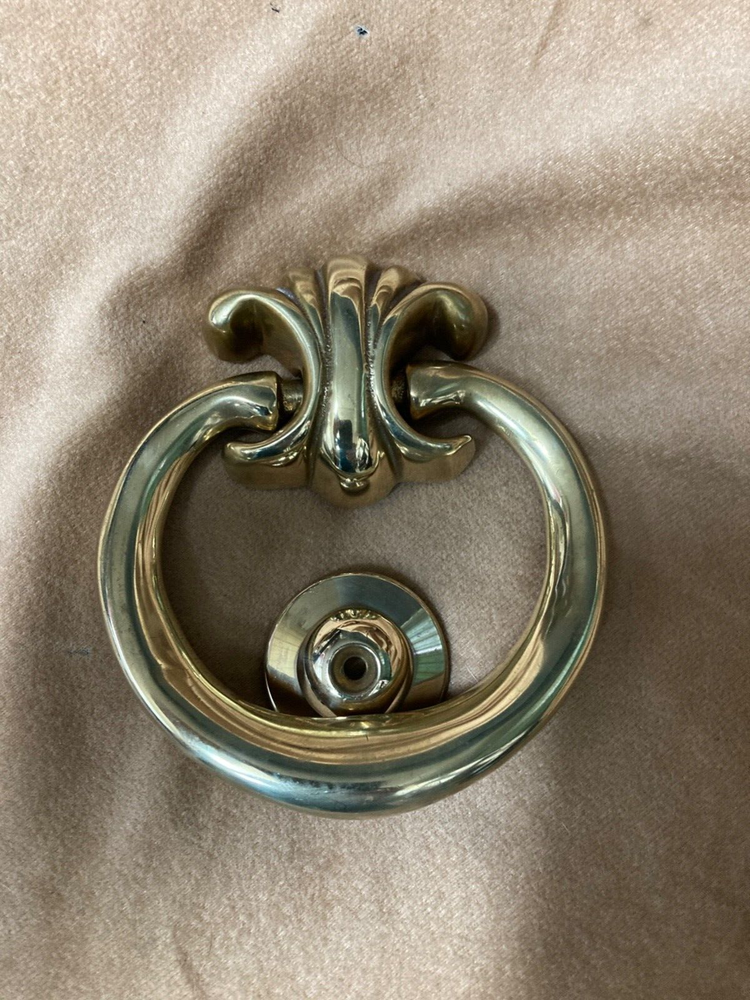 Vintage Historic Charleston complete solid brass door knocker w/hardware 4” x 5"