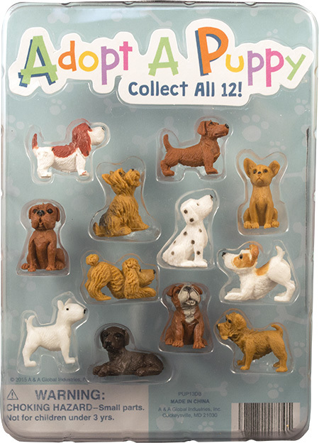 36 ADOPT A PUPPY SMALL FIGURES CUPCAKE TOPPERS PARTY FAVORS GOODY BAGS TREAT BOX