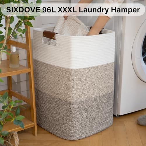 Laundry Hamper 96L Extra Large Laundry Basket, Woven Blanket Gradient Yellow