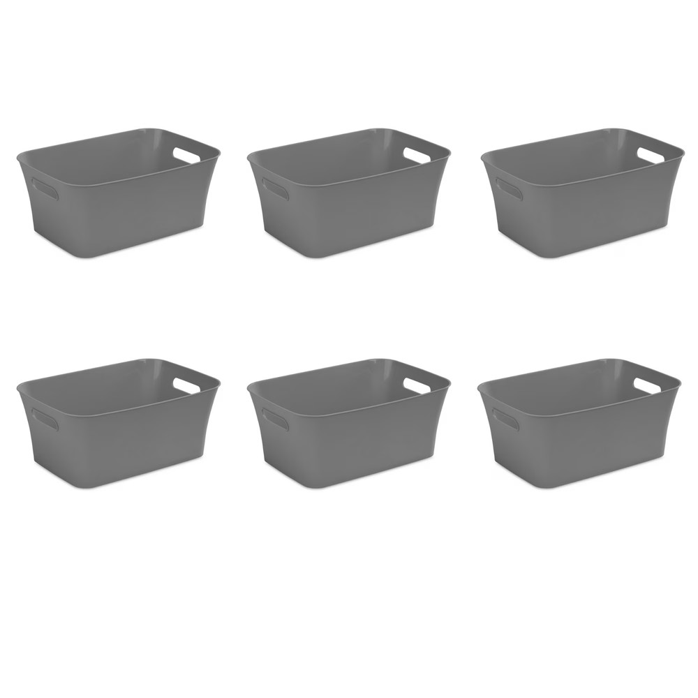 Open Plastic Storage Containers, Versatile Stylish Organizers , Gray 6 Pack
