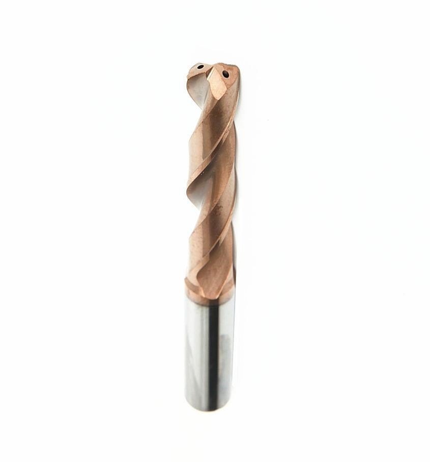 3D Coolant Thru TiCN Coated HRC65 Drill Bit 1.5mm-8mm Solid Carbide 2-Flute