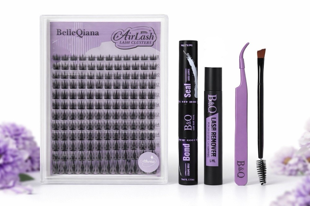 144 Pcs Eyelash Extension Clusters Kit with Light Flat Lashes