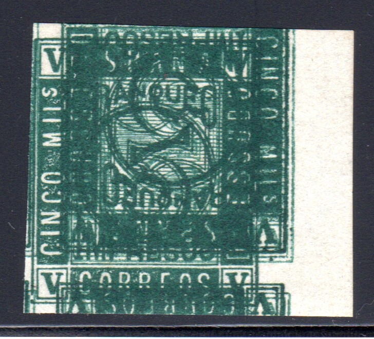 Spain  SC #94 ~ 1868 5m ~ Error ~ Imperf Dbl Impression!