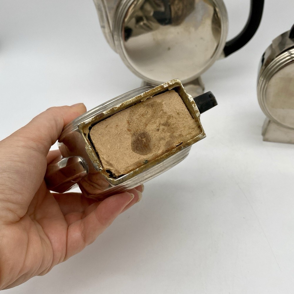 Vintage Art Deco Silverplate Tea Pot Creamer & Sugar