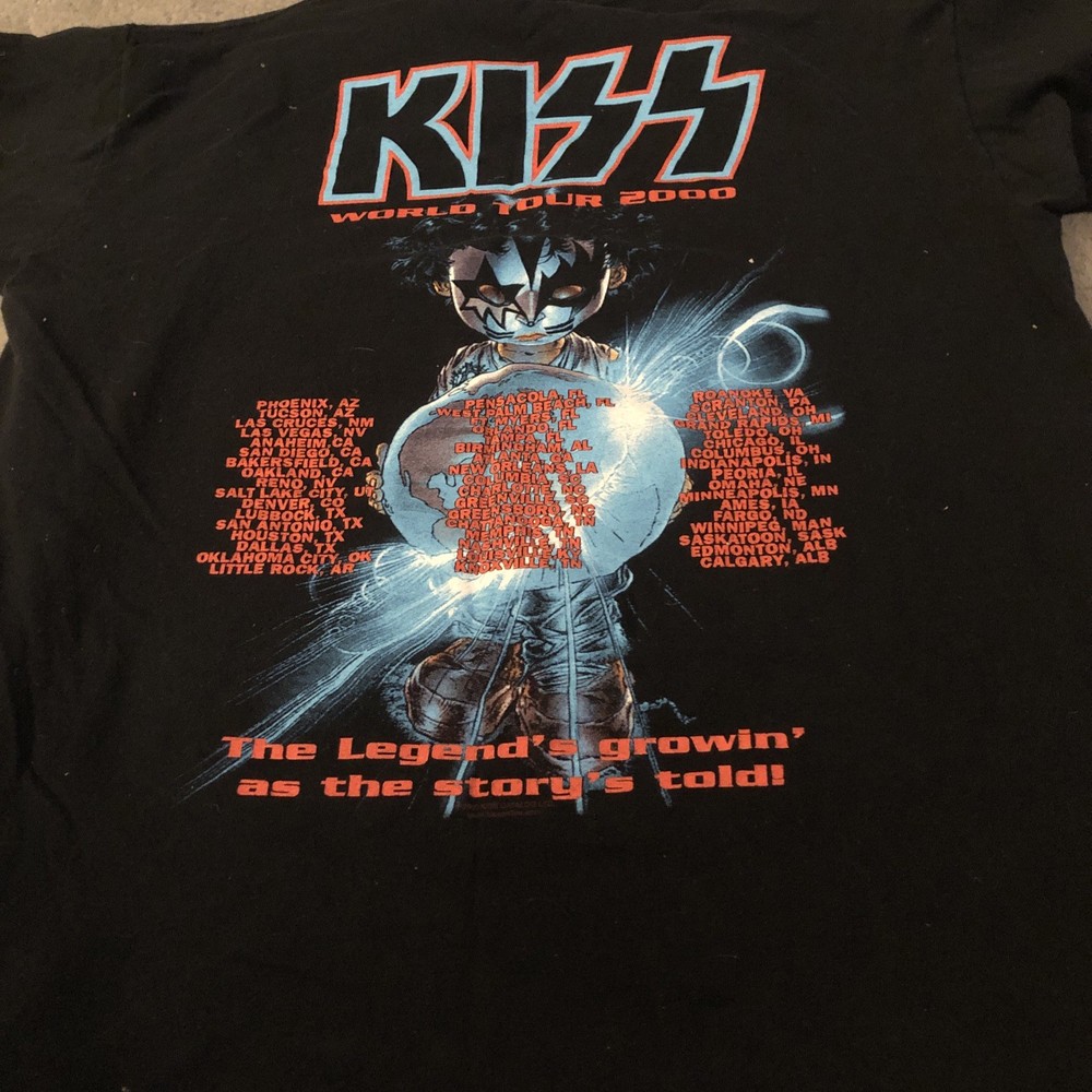 Vtg KISS The Farewell Tour 1973-2000 Concert Shirt XL Single Stitch 2 Sided