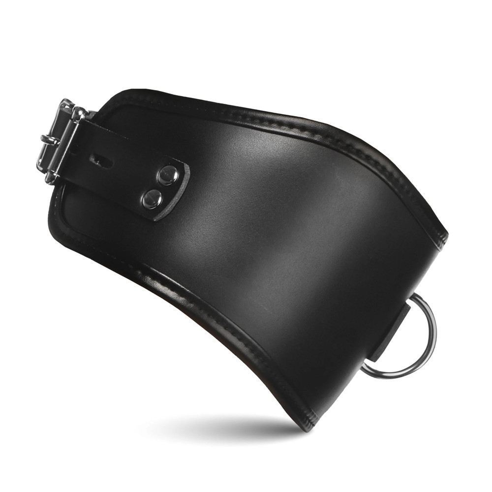Lockable Padded Neck Restraint Adjustable Collar with Ring BDSM Posture Support
