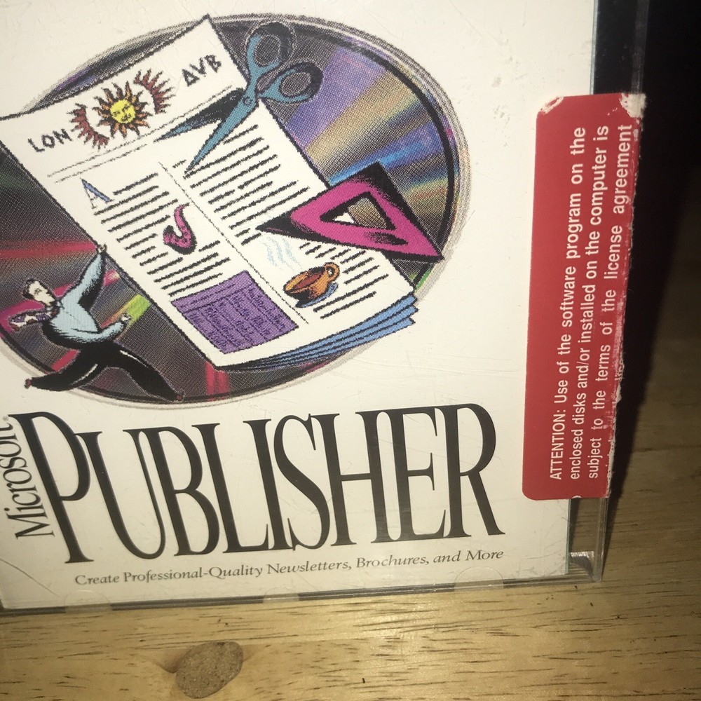 Microsoft Publisher Version 2.0 (1994) Vintage Software Case, Cert. Of Auth Incl
