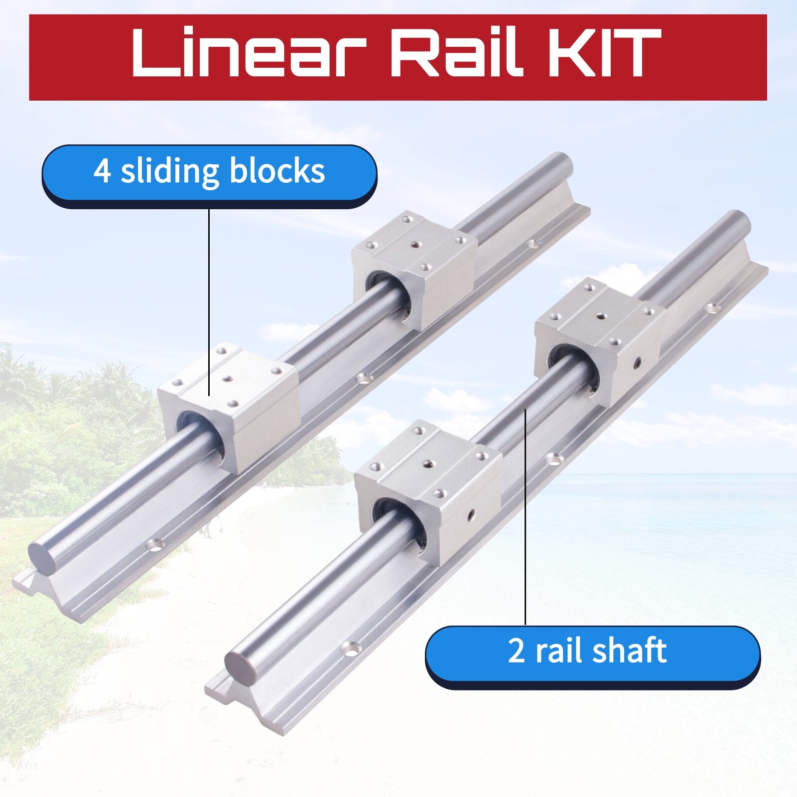 2PCS SBR20 200-2200mm Linear Rail Slide Guide Shaft 4x SBR20UU Bearing BLOCK CNC